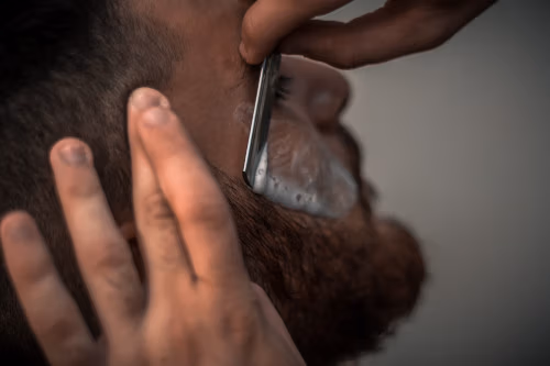 img of man getting a shave